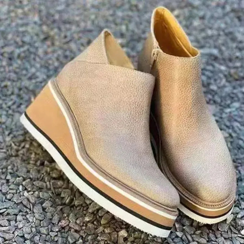 Monvida – Damen Stiefeletten mit Plateau und seitlichem Reißverschluss