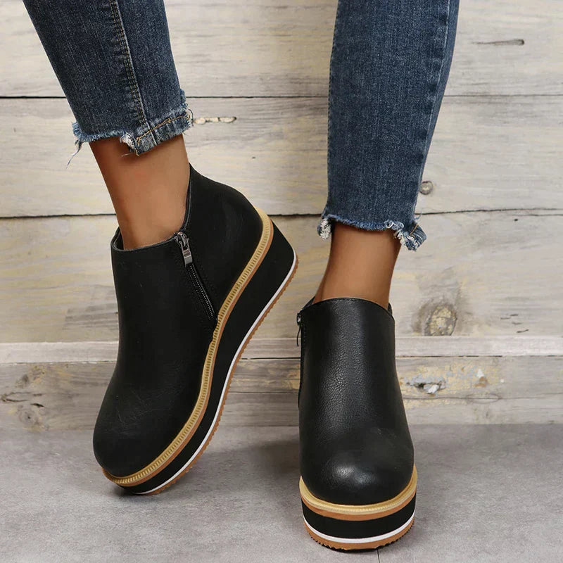Dames Wedge Enkelboots – Comfortabele Platform Instappers met Rits Vestragear