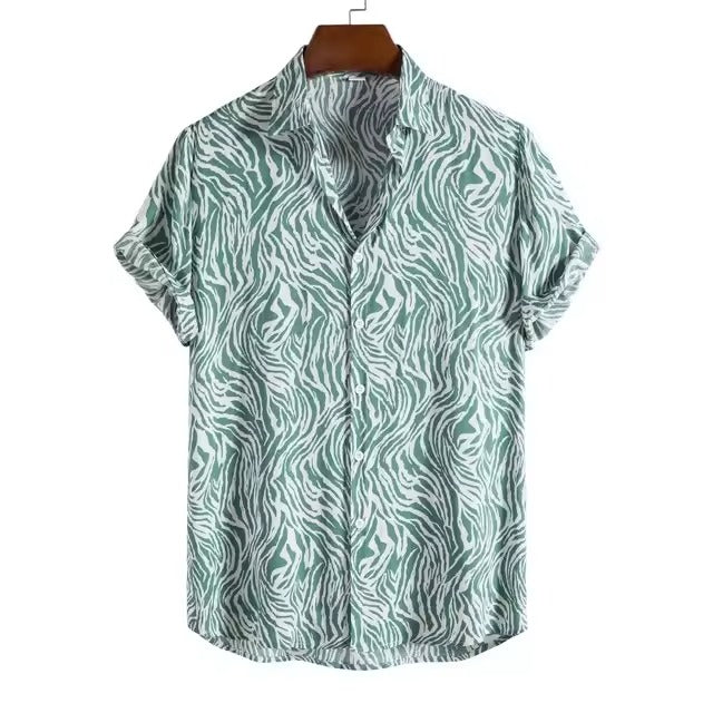 Leopard-Hemd im Hawaii-Stil | Kurzarm-Retro-Slim-Fit-Partyhemd