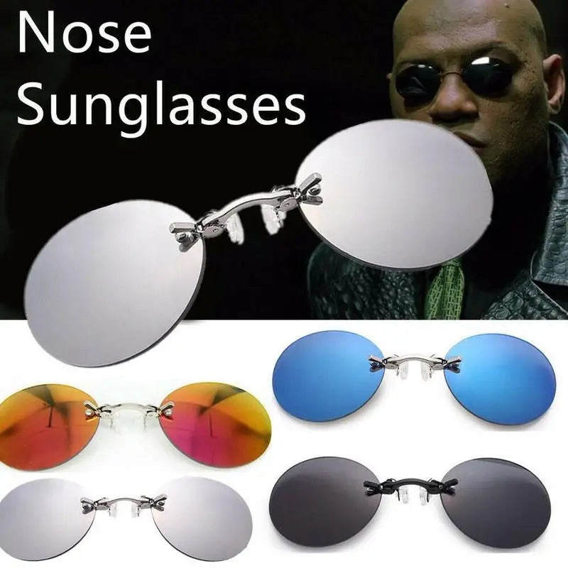 Næseclip solbrille – kantløs mini-brille i vintage-look
