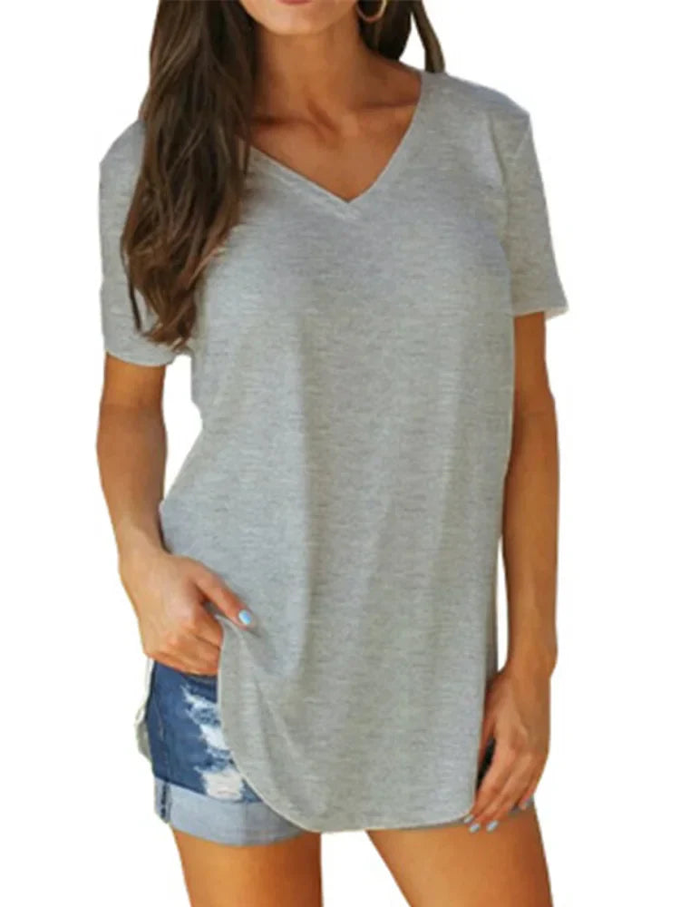 T-shirt da donna a maniche corte con scollo a V - Rosemary