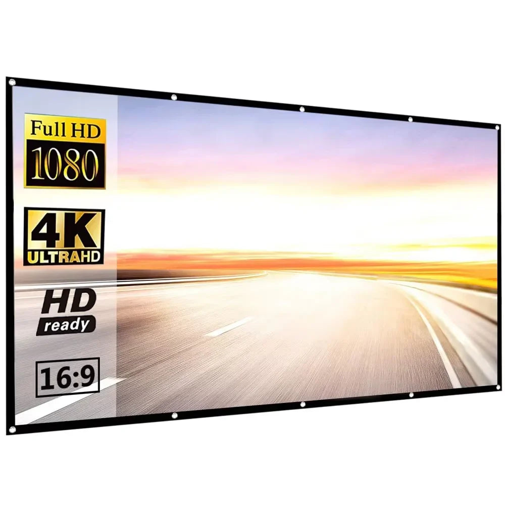 60 72 84 100 120 150 inch Simple Foldable Projection Screen 100inch Curtain 16:9 Outdoor Full HD 2K 4K Projector Screen Curtain VestraGear