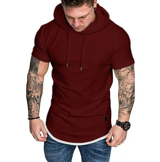 Bolendo Goos - Sweat à capuche homme à manches courtes avec cordon de serrage, confortable et tendance