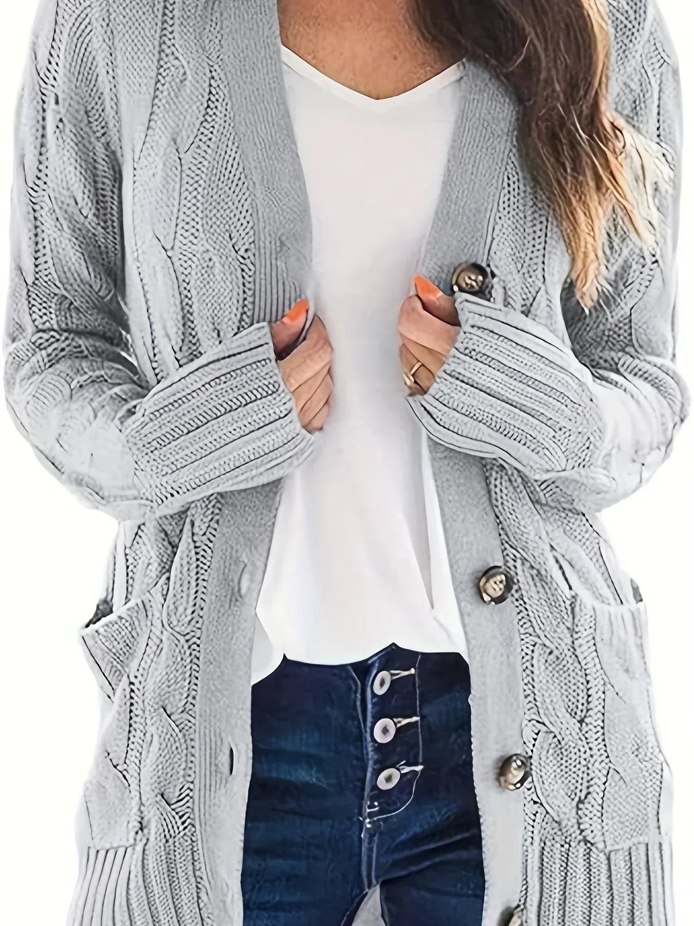 Cardigan en tricot douillet avec boutons - Yalena