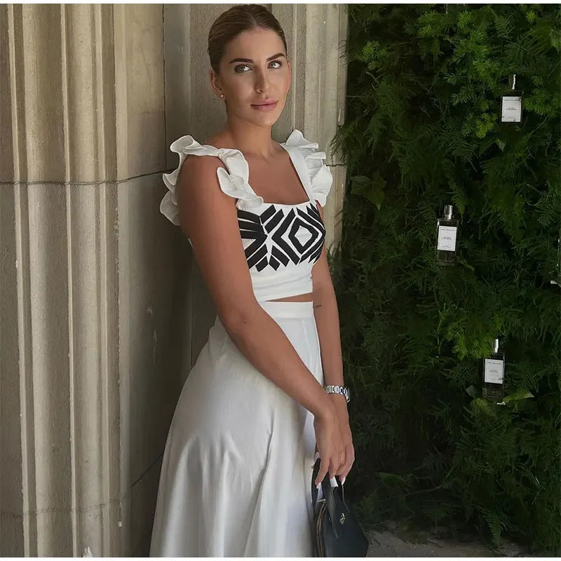 Ensemble jupe et top court sans manches à la mode - Rylee