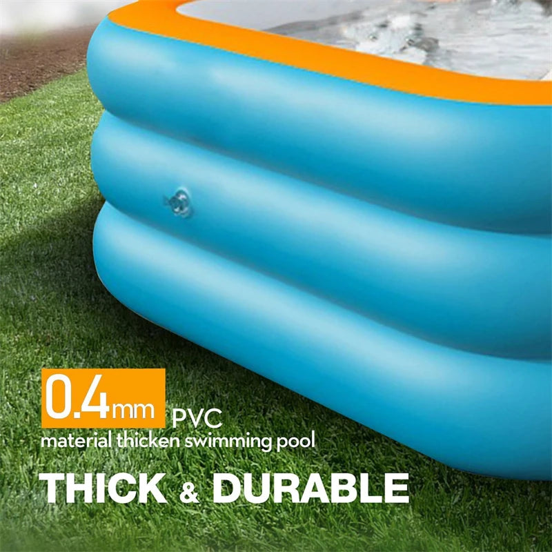 Piscine gonflable – Bassin familial rectangulaire en PVC 0,4 mm & valve de vidange
