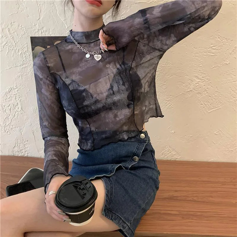 Langärmeliges Tie Dye-T-Shirt für Damen - Faith