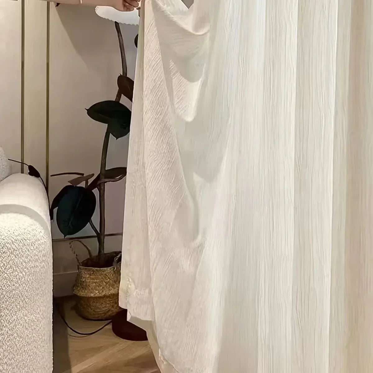 HAVENLUME - Wabi-Sabi Crinkle Sheer Curtains with Eyelets, Gently Light-Filtering & Elegant for Living and Bedrooms Vestragear