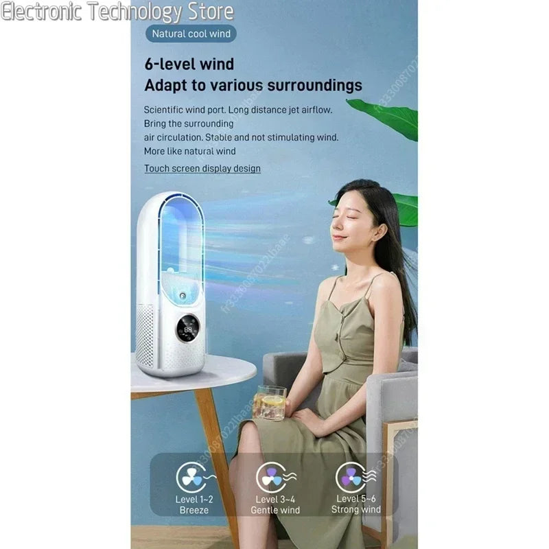 Bladeless Tischventilator – Leise Luftzirkulation, UV-Funktion & 6 Stufen