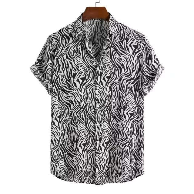 Leopard-Hemd im Hawaii-Stil | Kurzarm-Retro-Slim-Fit-Partyhemd