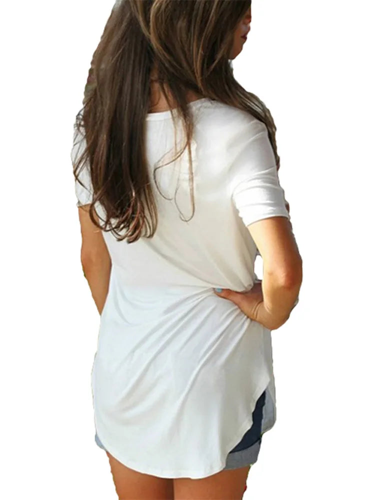 T-shirt da donna a maniche corte con scollo a V - Rosemary