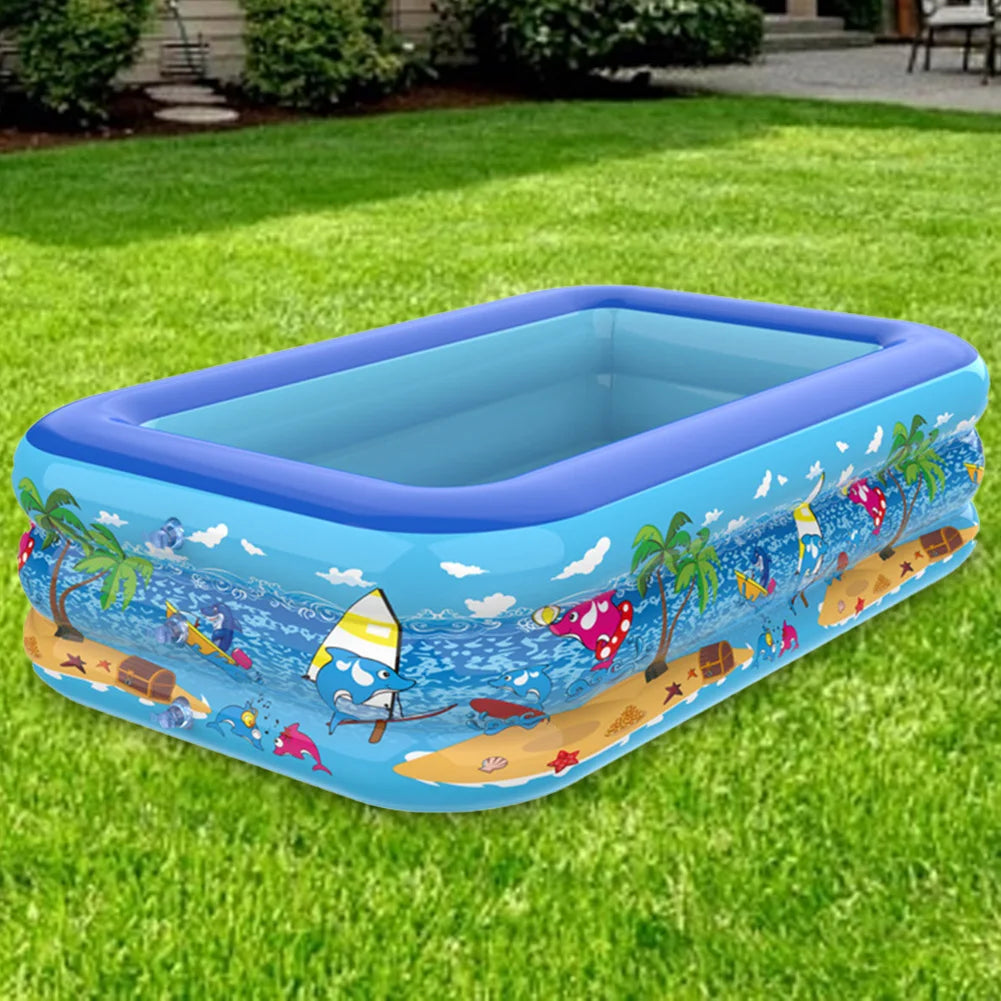 Aufblasbarer Kinderpool – Rechteckiges Planschbecken mit Cartoon-Design & PVC-Wänden