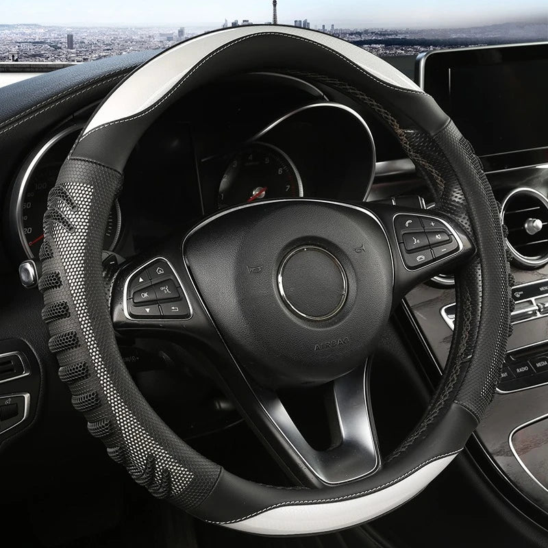 ROADGRIP – Premium steering wheel cover made of honeycomb leather, non-slip & ergonomic Vestragear