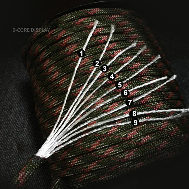100m Norvo Survival Paracord – 9-Kern Militaire 550 Paracord Touw voor Outdoor & Handwerk Vestragear