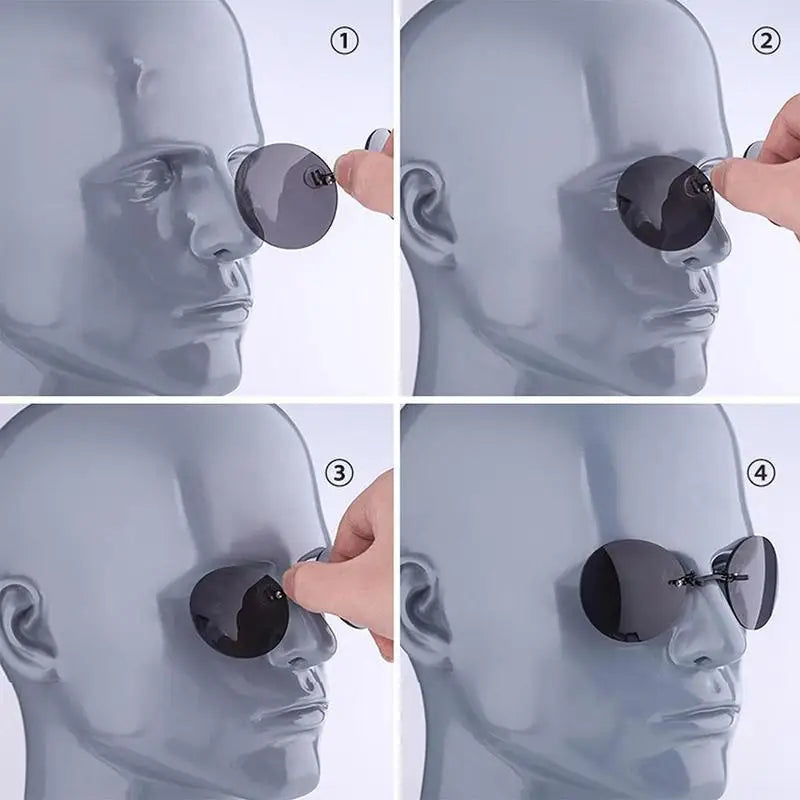 Næseclip solbrille – kantløs mini-brille i vintage-look