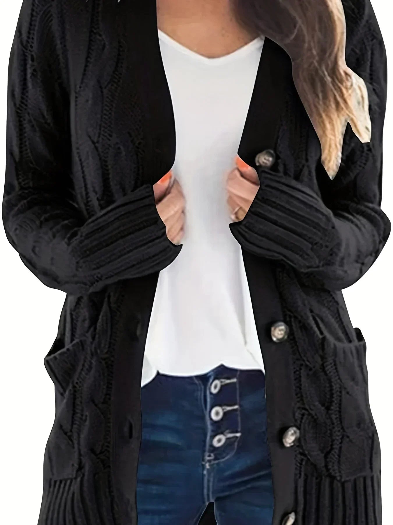 Cardigan en tricot douillet avec boutons - Yalena
