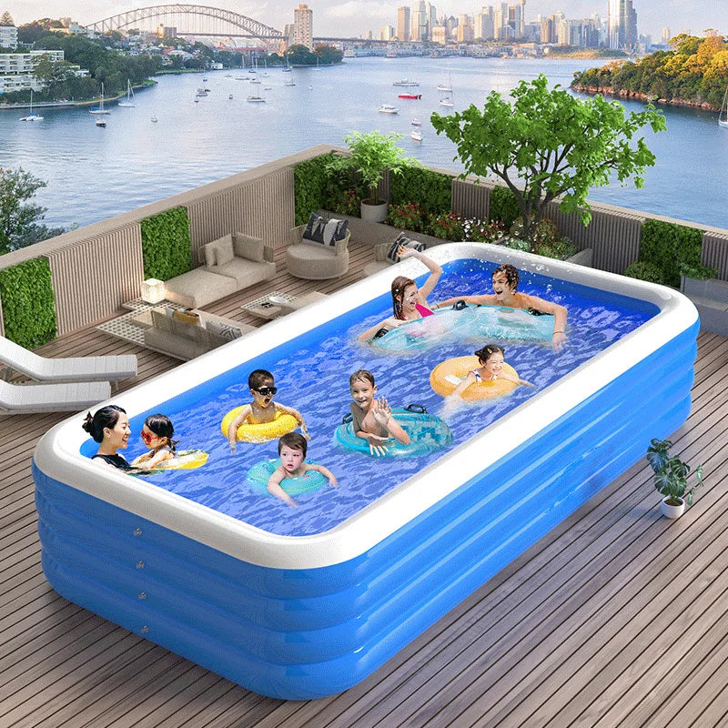 Oppustelig Pool – Stor Rektangulær Familiepool til Have & Terrasse