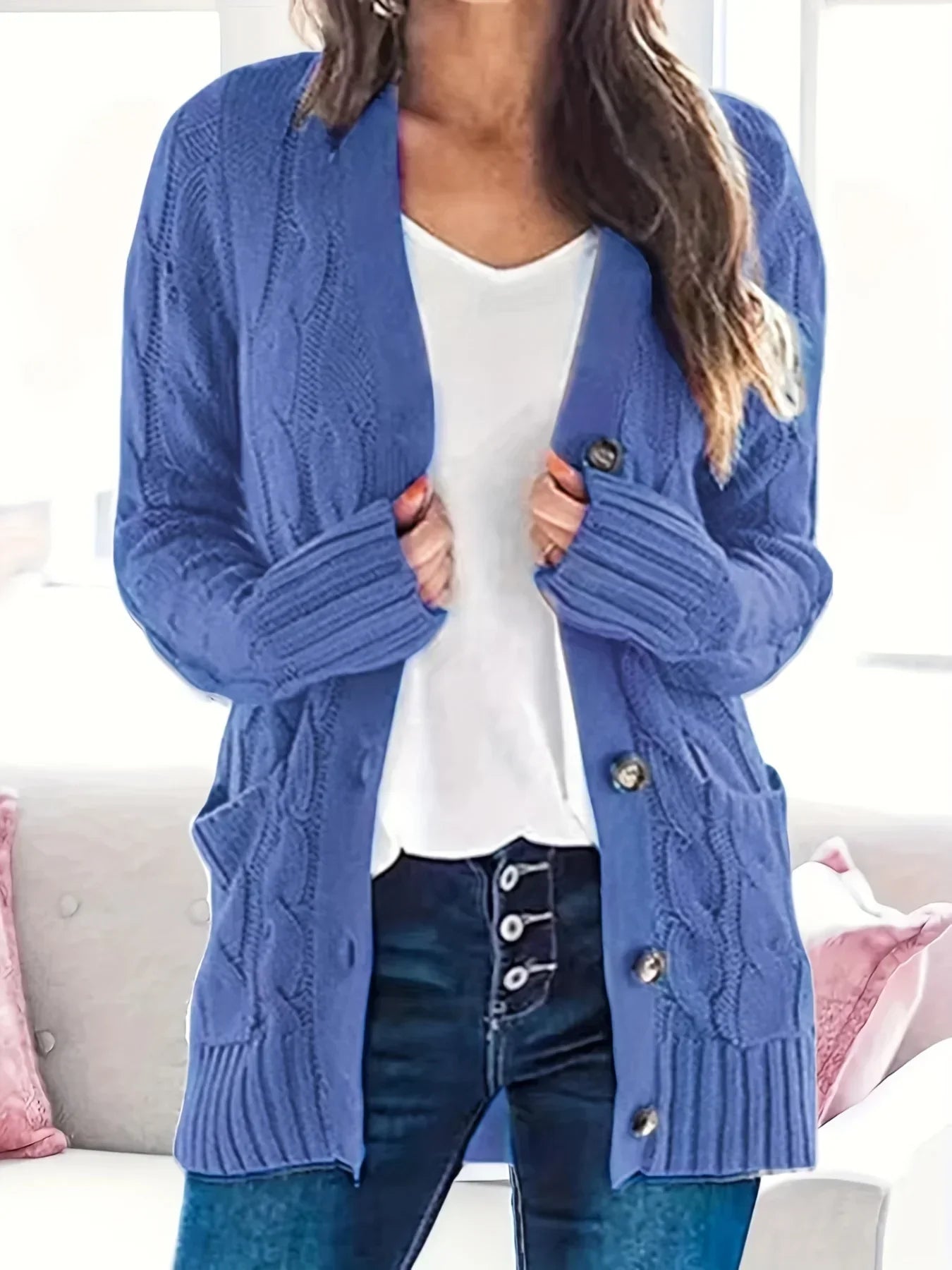 Cardigan en tricot douillet avec boutons - Yalena
