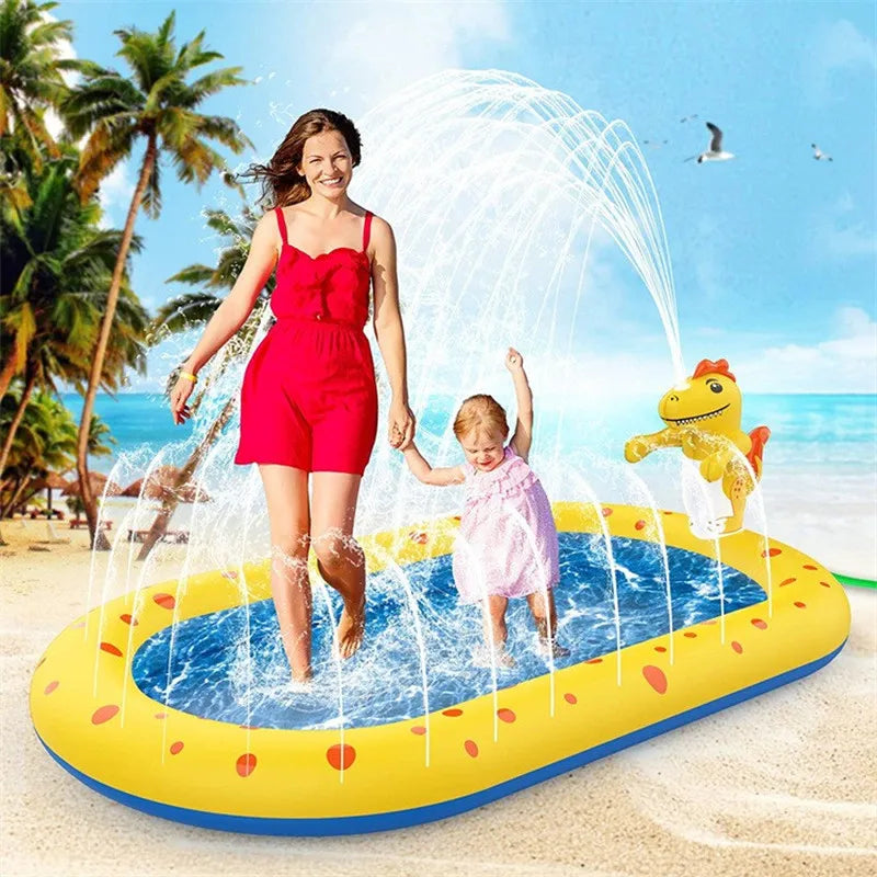 Wasserspielmatte Dinosaurier – Aufblasbarer Planschbereich mit Sprinklerfunktion