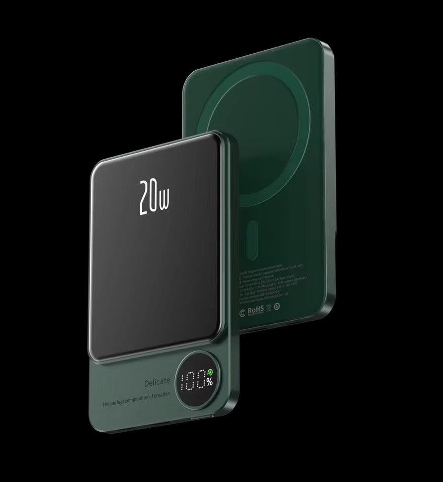SlimCharge – Magnetisk powerbank med LED-display og hurtigopladning