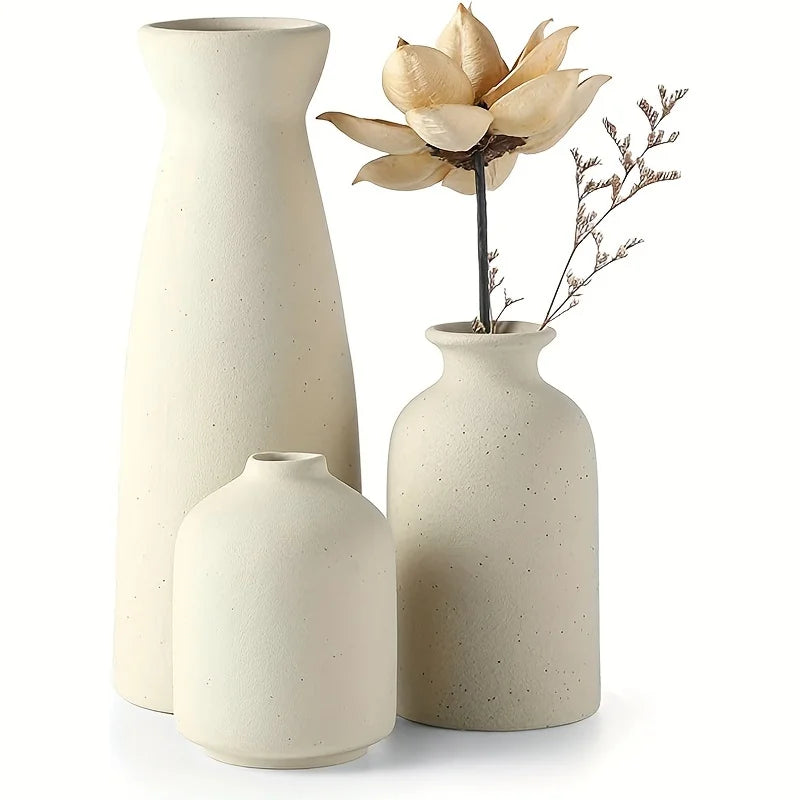 Aardstijl Keramische Vaas Set van 3 voor Moderne Boho Interieurs Vestragear