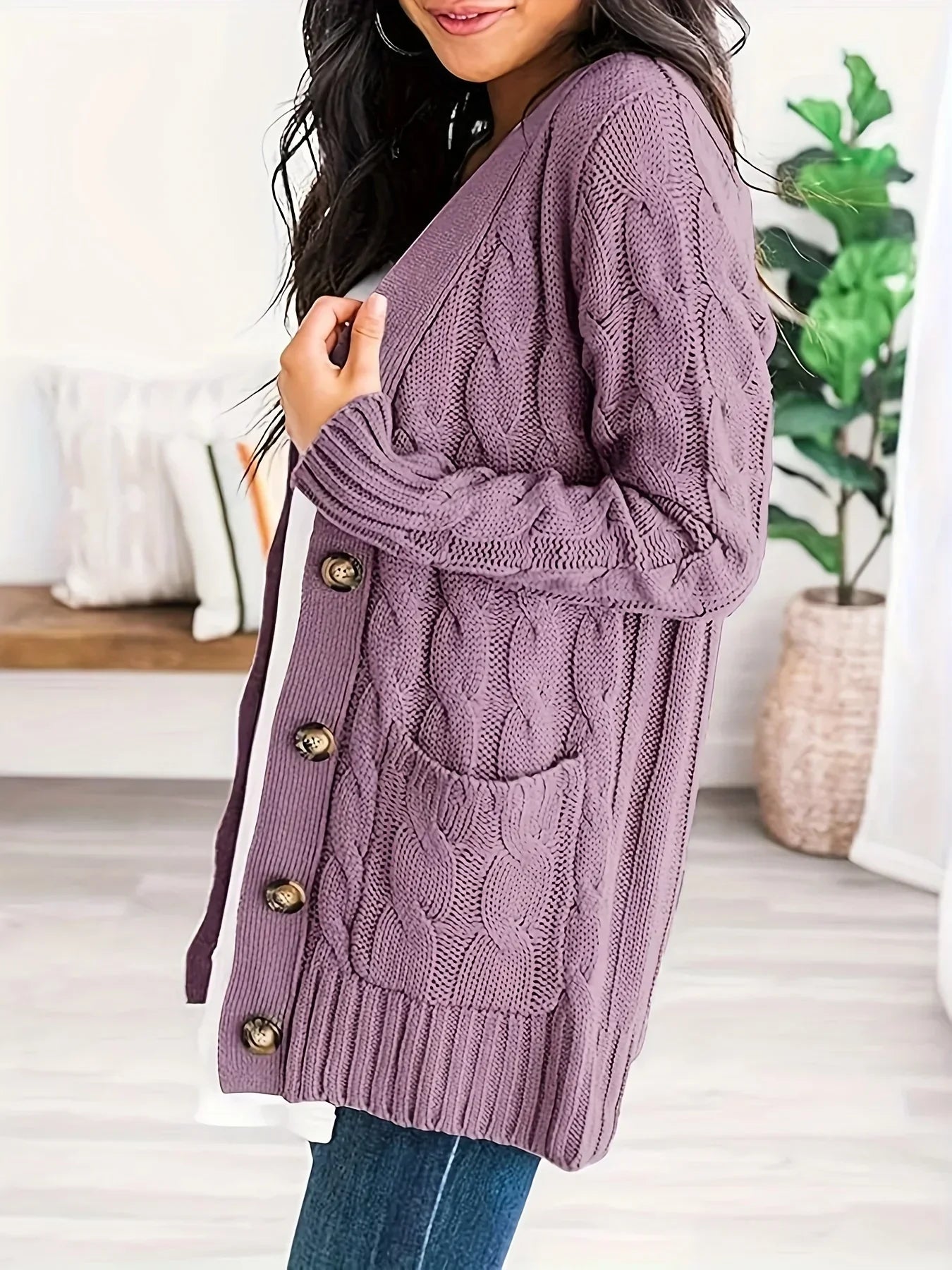Cardigan en tricot douillet avec boutons - Yalena