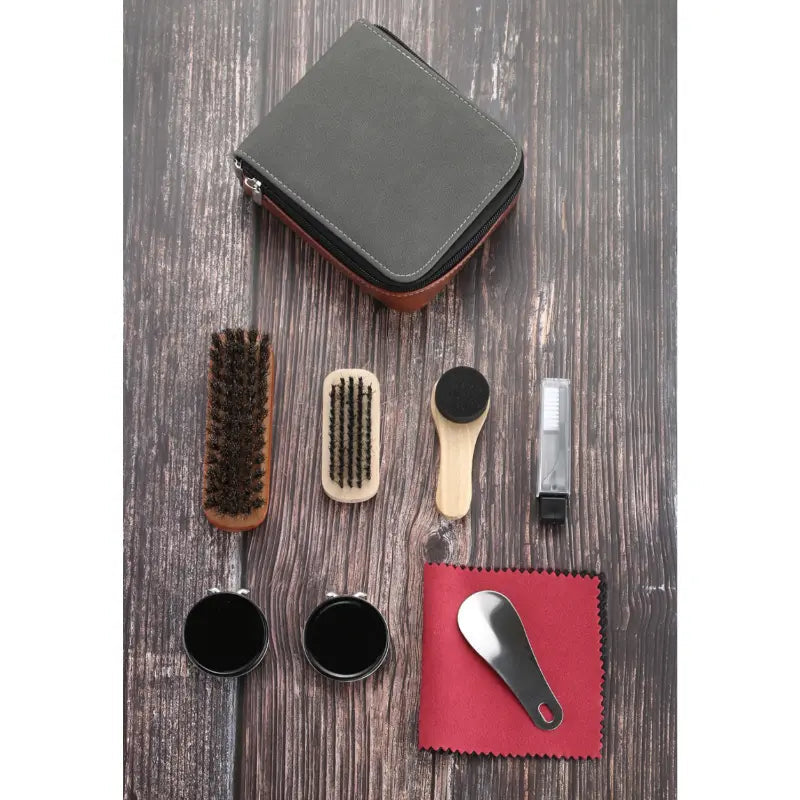 Schuhpflegeset 9-teilig mit Rosshaarbürsten für Leder- und Wildlederpflege 2