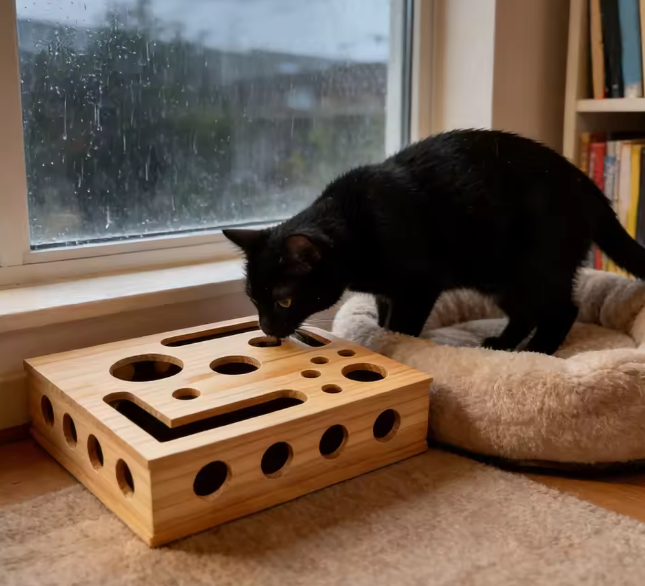 Fummelbox für Katzen – Leckerli angeln und nebenbei die Krallen feilen