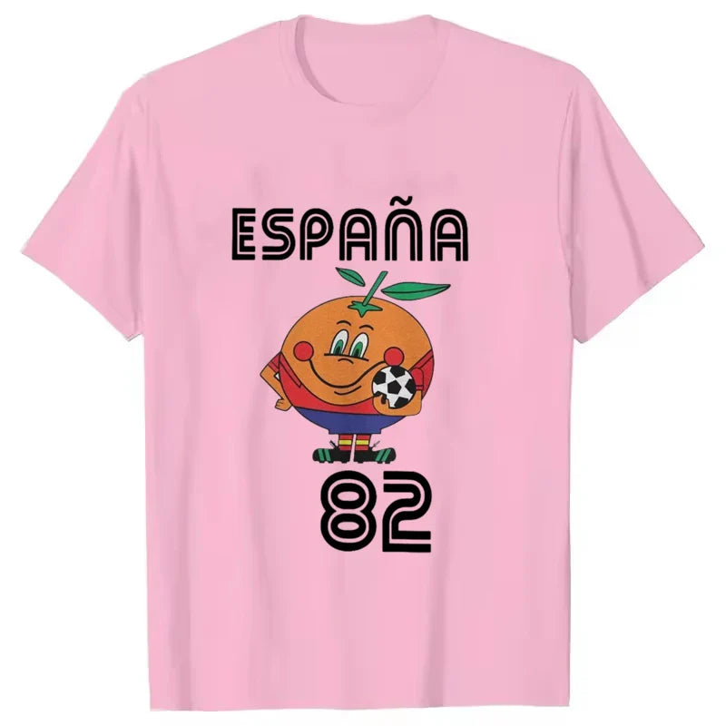 Naranjito T Shirt Men Women's T-Shirt Crewneck Espana 82 Spain Mascot 1982 Soccer Football Tee Shirt Clothing Plus Size VestraGear