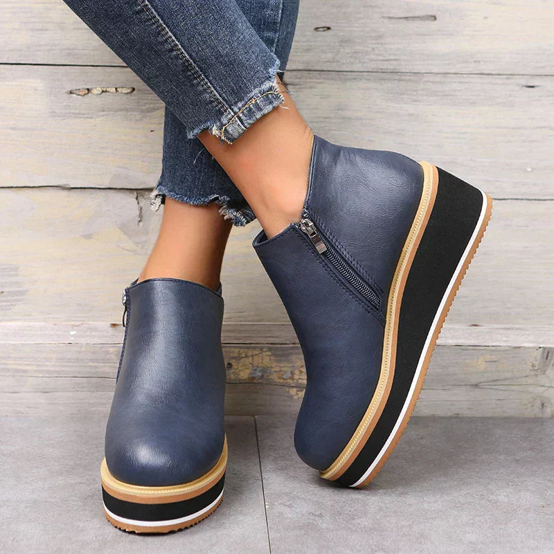 Dames Wedge Enkelboots – Comfortabele Platform Instappers met Rits Vestragear