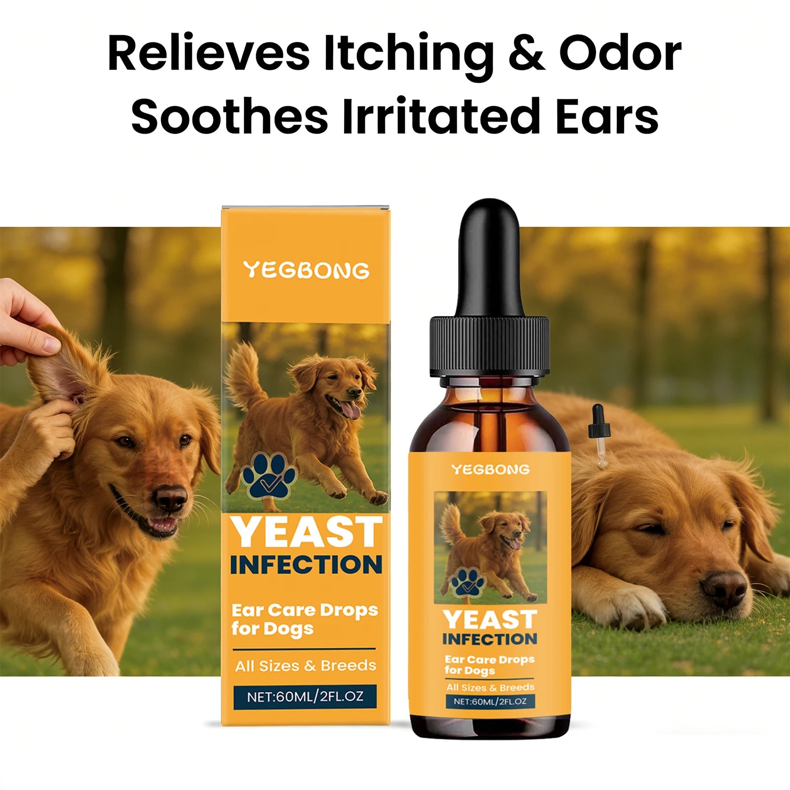 Hund Øreplejedråber – 60 ml Plejevæske med Doseringpipette