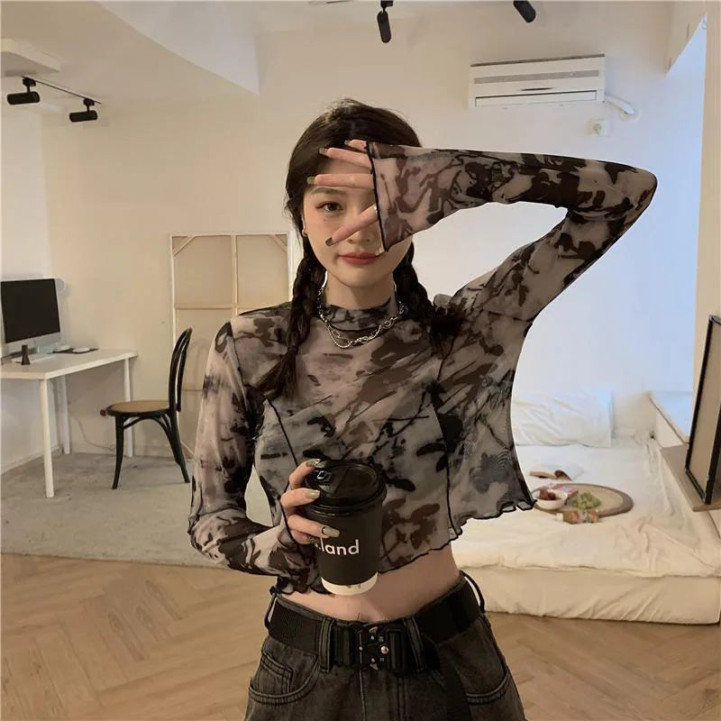 Langärmeliges Tie Dye-T-Shirt für Damen - Faith