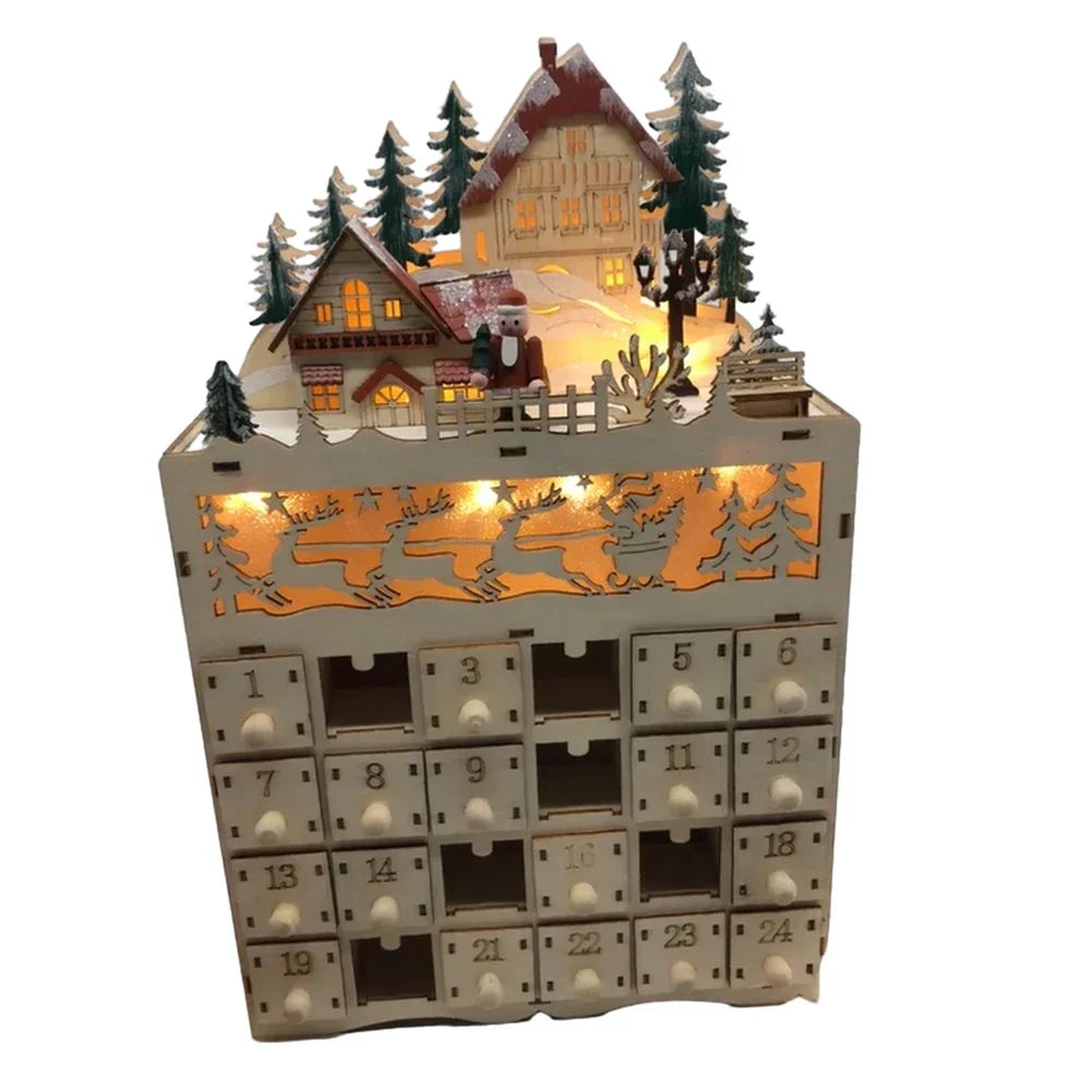Nordlicht – Træ Jul Adventskalender Rensdyrby – 24 Skuffer