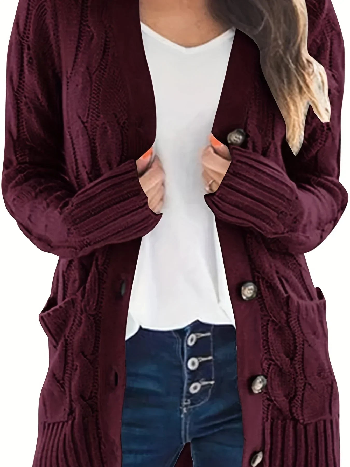 Cardigan en tricot douillet avec boutons - Yalena