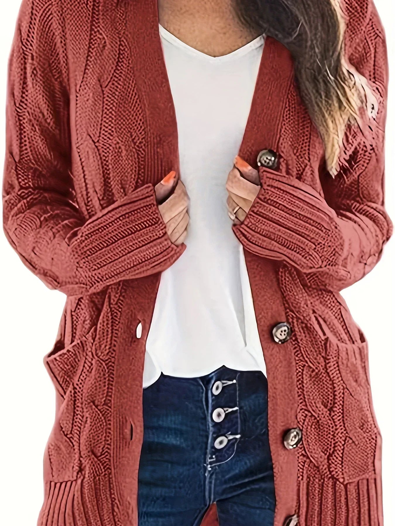 Cardigan en tricot douillet avec boutons - Yalena
