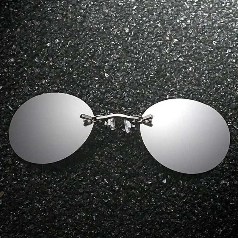 Næseclip solbrille – kantløs mini-brille i vintage-look