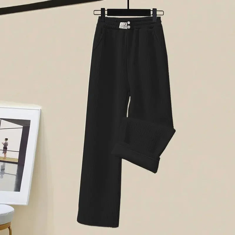 Josie tréningová súprava | Trendy pletený sveter s kapucňou a širokými nohavicami pre ženy