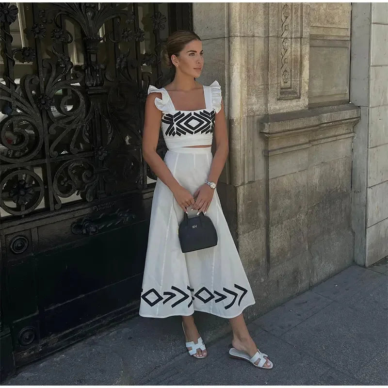 Ensemble jupe et top court sans manches à la mode - Rylee
