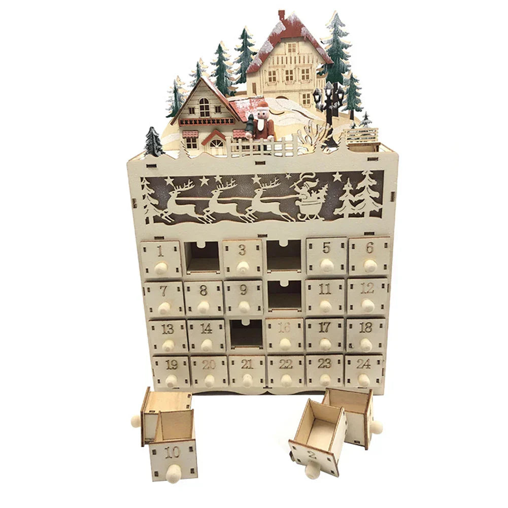 Nordlicht – Træ Jul Adventskalender Rensdyrby – 24 Skuffer