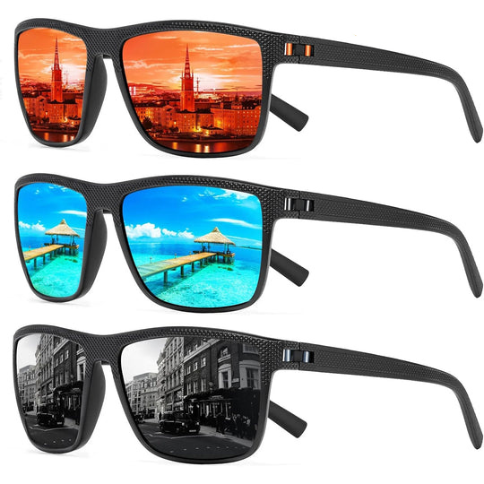 Set aus 3 Polarisierten Sonnenbrillen Damen mit UV-Schutz, Leicht, Stilvolles Design 0