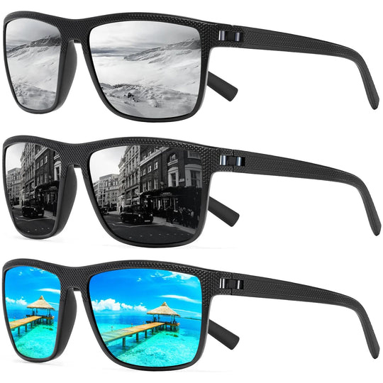 Set aus 3 Polarisierten Sonnenbrillen Damen mit UV-Schutz, Leicht, Stilvolles Design 1