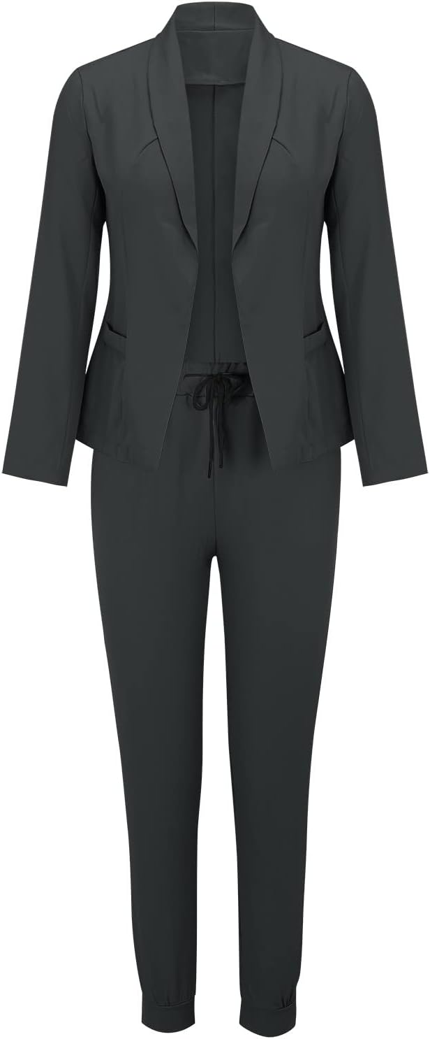 Ensemble tailleur deux pièces pour femme avec ceinture et blazer – look professionnel