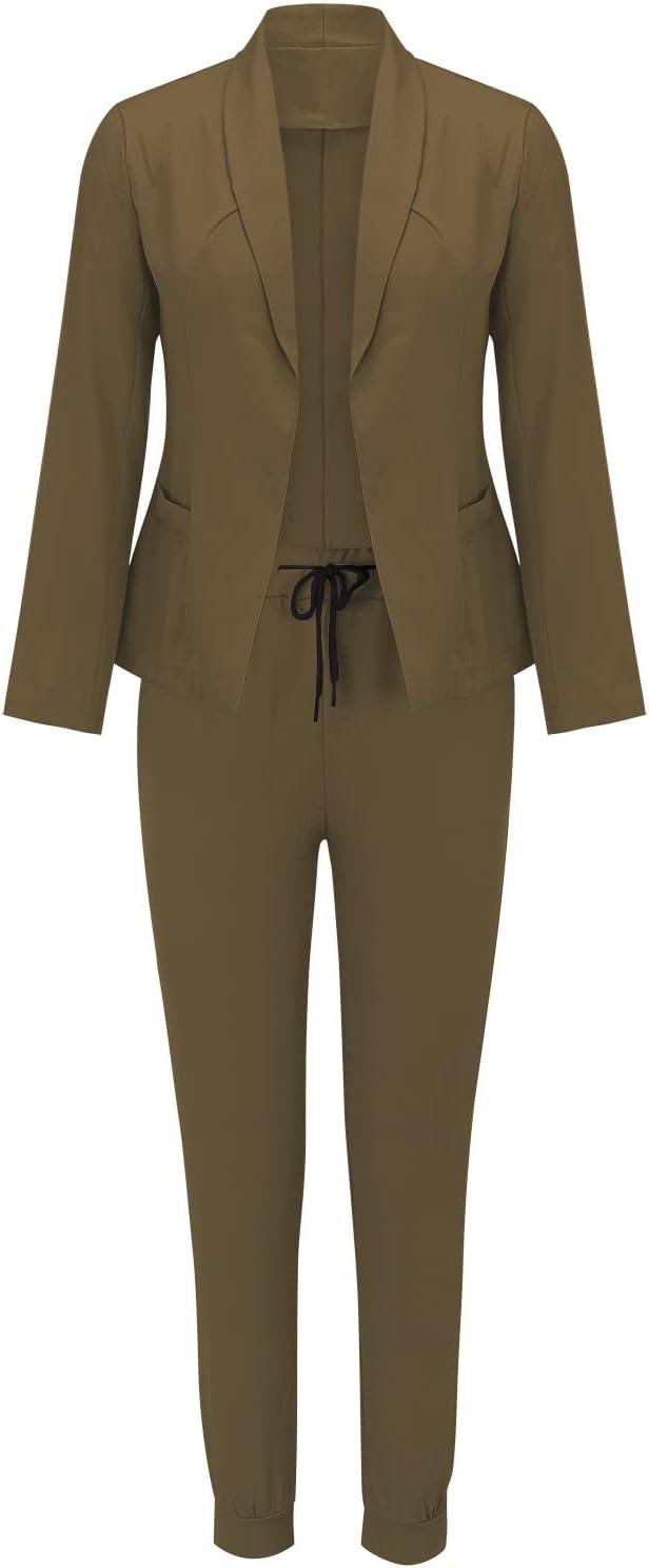 Ensemble tailleur deux pièces pour femme avec ceinture et blazer – look professionnel