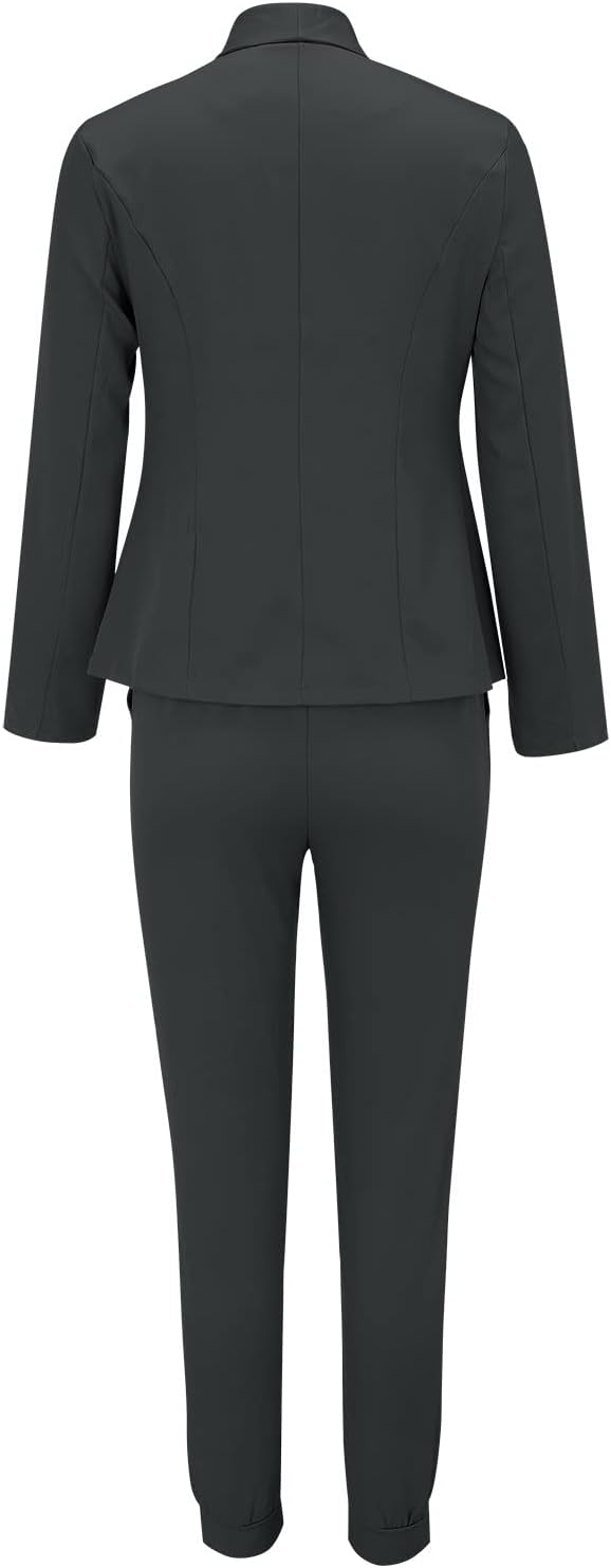 Ensemble tailleur deux pièces pour femme avec ceinture et blazer – look professionnel