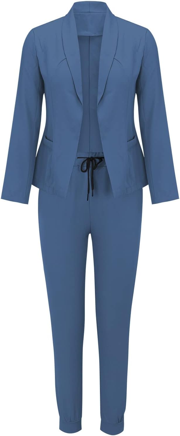 Ensemble tailleur deux pièces pour femme avec ceinture et blazer – look professionnel