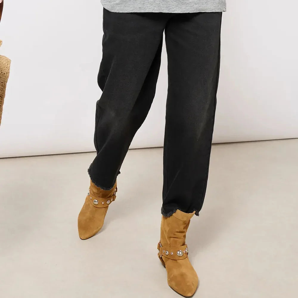 Protiskluzové kovbojské boty s nízkým podpatkem pro ženy - Juliva