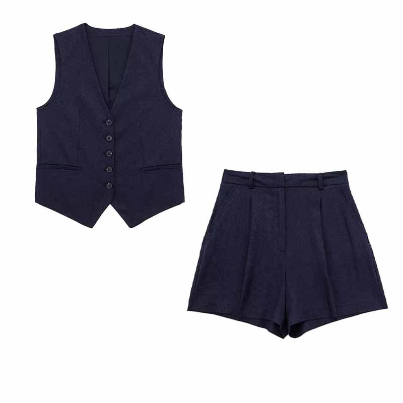 Bolendo Splendido Completo Donna di Franziska | Gilet Vintage da Donna con Scollo a V + Pantaloncini Slim