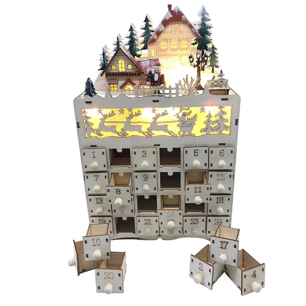 Nordlicht – Træ Jul Adventskalender Rensdyrby – 24 Skuffer