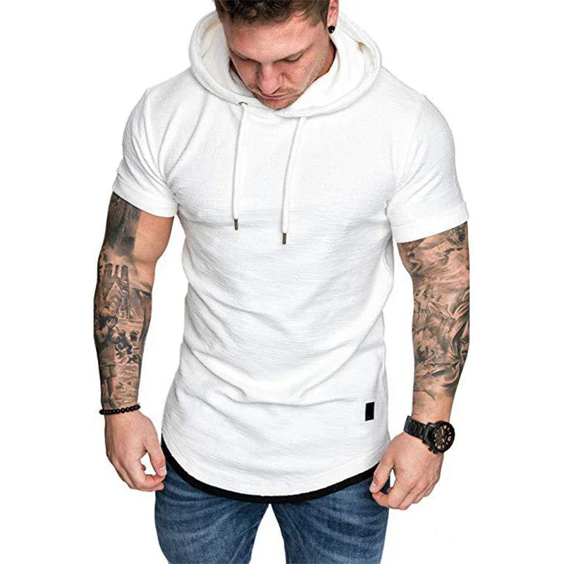 Bolendo Goos - Sweat à capuche homme à manches courtes avec cordon de serrage, confortable et tendance
