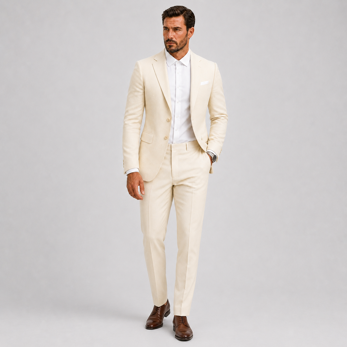 Slim-fit Heren Kostuum met Blazer en Pantalon voor Bruiloften en Formele Gelegenheden 2